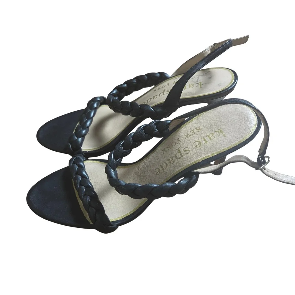 Kate Spade New York Saffron Braided Leather Slingback Sandals 8.5B Stilleto